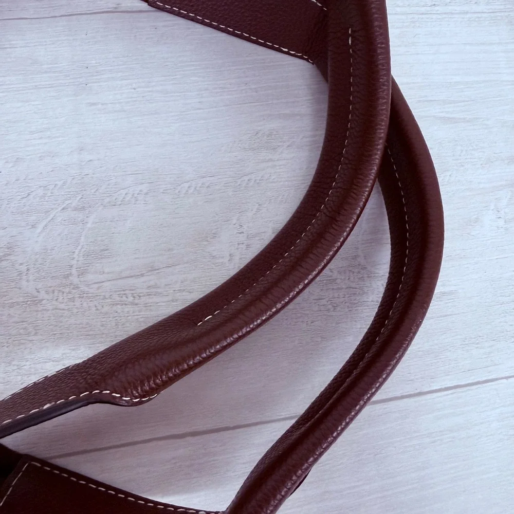 RSVP Paris Parachute Small Tote Bag Womens Brown Grained Calfskin Leather NWT